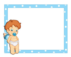 cornice azzurra con bambino