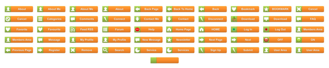 Complete set of colorful buttons for website use