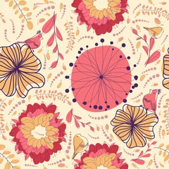 Wallpaper murals Beige seamless floral pattern