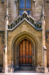 Old Gothic door to a large church or cathedral.