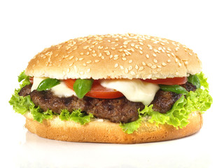 Hamburger mit Tomate und Mozzarella