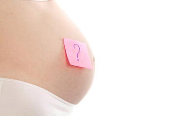 pregnant woman with sticker
