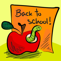 Back to school worm in apple