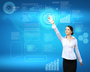 Businesswoman and technology related background