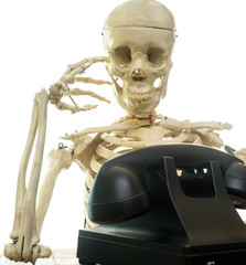 Skeleton Wating the Phone to Ring