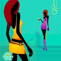 vector illustration of lady enjoying in party