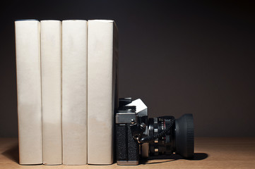 camera and books