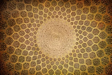 Fotobehang Dome of the mosque, oriental ornaments from Isfahan, Iran © javarman