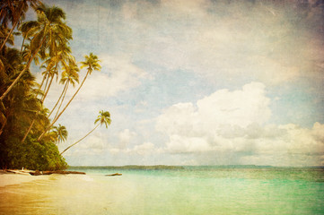 grunge image of tropical beach