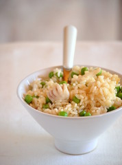 Risotto with peas and squid