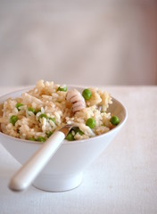 Risotto with peas and squid