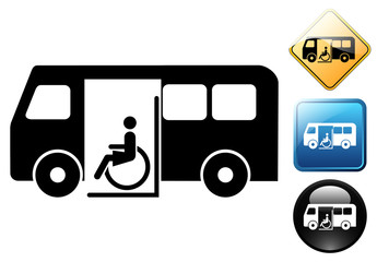 Handicap bus for woman pictogram and icons © teracreonte
