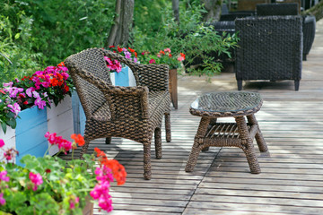 Rattan patio chair and table
