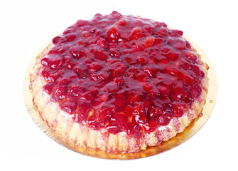 Strawberry tart cake isolated on white