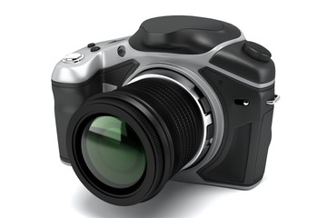 Fototapeta premium illustration of image of SLR camera against white background