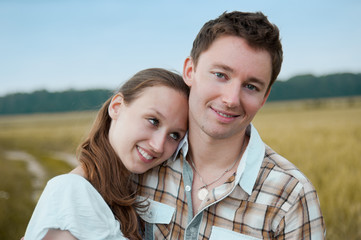 Portrait of couple in the meadow