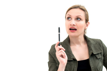 Obraz premium young woman with pen