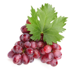 fresh rose grapes with leaf
