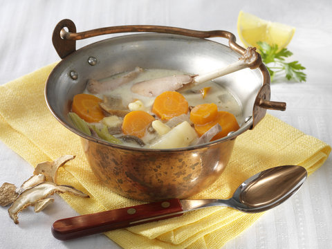 Tarragon Pheasant Soup In Cauldron