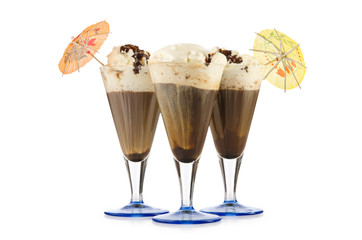 Chocolate cocktail isolated on the white