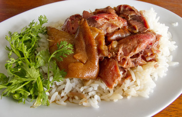 Thai stewed pork leg with rice (Kao Ka Moo)