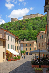 Italy. Romagna Apennines, San-Leo village and the Castle.