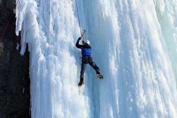 Zelfklevend Fotobehang Ice climbing the North Caucasus. © vetal1983