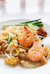 Thai food Pad thai , Stir fry noodles with shrimp