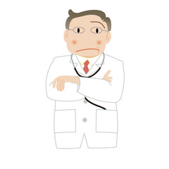 腕組みをして考える医師