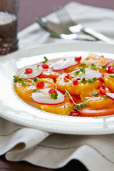 Orange,Pomegranate and tomato salad