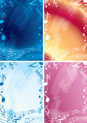abstract music backgrounds - set of vector frames