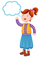 Illustration girl thinking