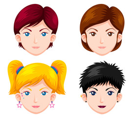 Set of women faces