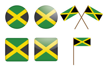set of badges with flag of Jamaica vector illustration