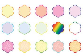 set of color flower outlines vector illustration