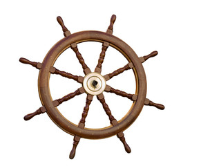 The sea steering wheel isolated on the white.