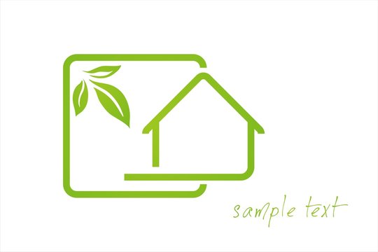 Home , leaves, green Eco friendly business logo design