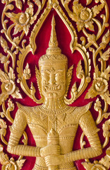 Giant carving texture in Thai temples wall
