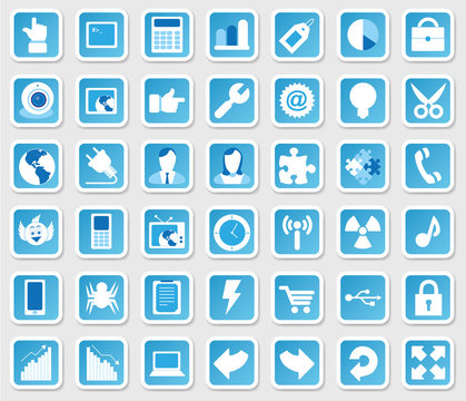 Web Icon Internet Business Set - blau - schatten
