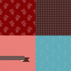 Set of 4 Vector Christmas and New Year seamless patterns.