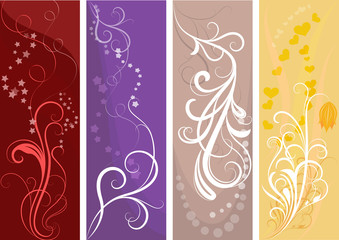 Color vertical vector banners with floral design.