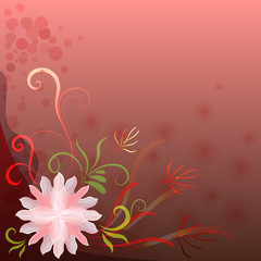 Flower purple vector card with copy space.