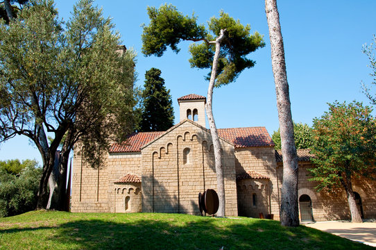 The Poble Espanyol . View of the monastery. Barcelona, Spain.