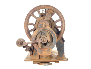 Rusty skeleton of an ancient sewing machine.