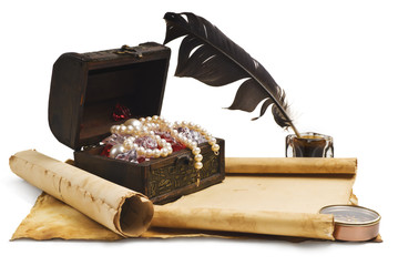 ancient chest with a paper