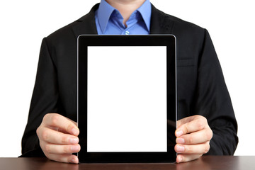 Businessman holding a tablet