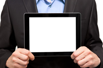 Businessman holding a tablet