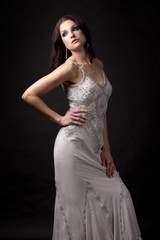 Fototapeta premium brunette in long dress
