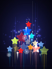 christmas tree with stars and flakes