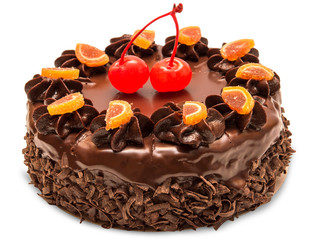 Chocolate cake isolated on white background - 44456617